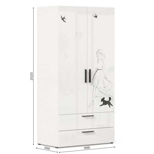 Шкаф распашной комбинированный Джоли ЛД 535.040, Серый шелк в Ревде - изображение 3