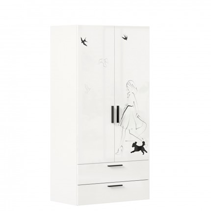Шкаф распашной комбинированный Джоли ЛД 535.040, Серый шелк в Ревде - изображение