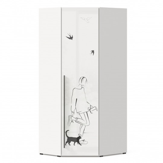 Распашной угловой шкаф Джоли 45 ЛД 535.030, Серый шелк в Красноуфимске - изображение 2