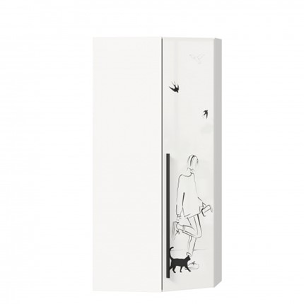 Распашной угловой шкаф Джоли 45 ЛД 535.030, Серый шелк в Кушве - изображение