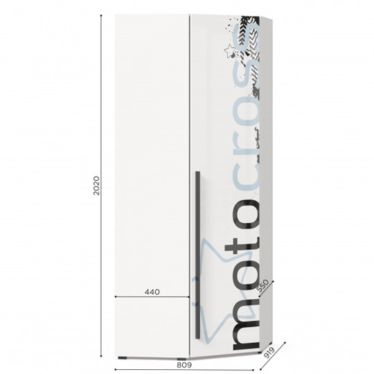 Угловой распашной шкаф Мотокросс 45 ЛД 535.030, Серый шелк в Ревде - изображение 2