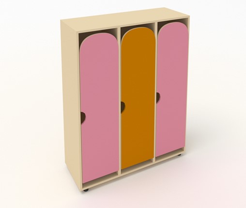 Детский шкаф распашной ШГ3 Беж+Розовый+Оранжевый в Ревде - изображение