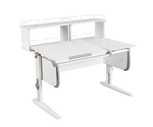 Детский стол-трансформер 1/75-40 (СУТ.25) + Polka_zz 1/600 (2 шт.)  белый/белый/Серый в Ревде - изображение