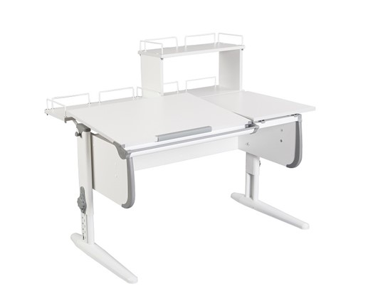 Детский стол-трансформер 1/75-40 (СУТ.25) + Polka_z 1/600 + Polka_zz 1/600 белый/белый/Серый в Ревде - изображение