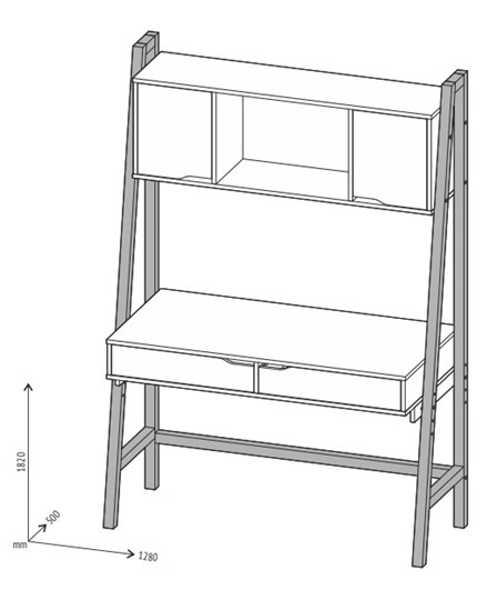 Стол с ящиками высокий POLINI Kids Mirum 1446 Серый / двери Розовые в Ревде - изображение 1