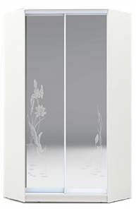 Шкаф угловой 2300х1103, ХИТ У-23-4-66-01, цапля, 2 зеркала, белая шагрень в Артемовском