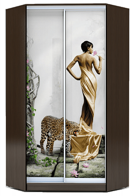 Шкаф угловой 2300х1103, ХИТ У-23-4-77-03, Девушка с леопардом, венге в Каменске-Уральском - изображение