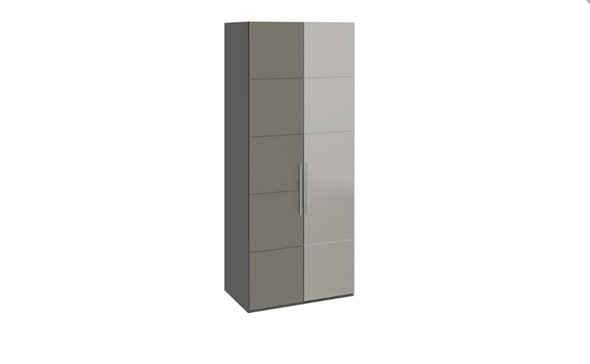 Шкаф распашной Наоми с 1 зеркальной правой дверью, цвет Фон серый, Джут СМ-208.07.04 R в Первоуральске - изображение