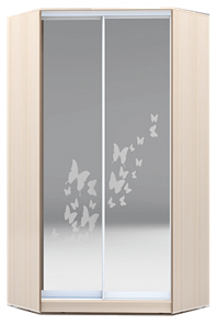 Шкаф 2400х1103, ХИТ У-24-4-66-05, бабочки, 2 зеркалами, дуб млечный в Екатеринбурге