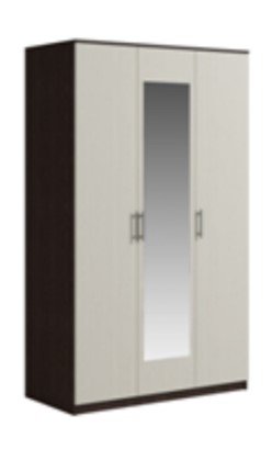 Шкаф 3 двери Светлана, с зеркалом, венге/дуб молочный в Кушве - изображение