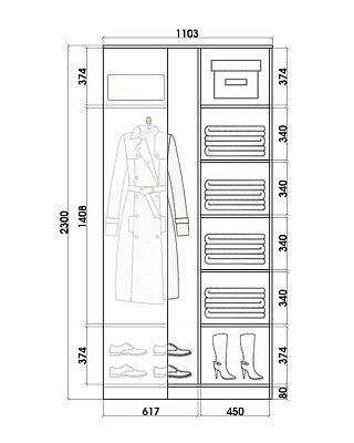Угловой шкаф с одним зеркалом, ХИТ У-23-4-15, Серая структура в Екатеринбурге - изображение 2