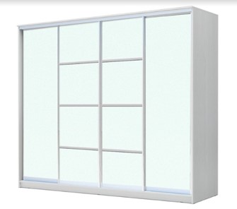 Шкаф 4-х дверный ХИТ 22-4-24/2-8888, с матовым стеклом, разделительные планки х2, Белый в Асбесте