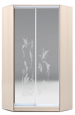 Шкаф 2300х1103, ХИТ У-23-4-66-03, колибри, 2 зеркала, дуб млечный в Екатеринбурге - изображение
