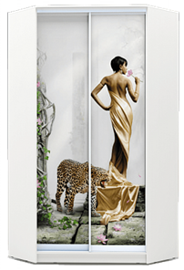 Шкаф 2300х1103, ХИТ У-23-4-77-03, Девушка с леопардом, белая в Екатеринбурге
