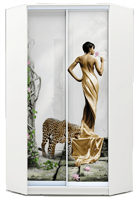 Шкаф 2300х1103, ХИТ У-23-4-77-03, Девушка с леопардом, белая в Екатеринбурге - изображение