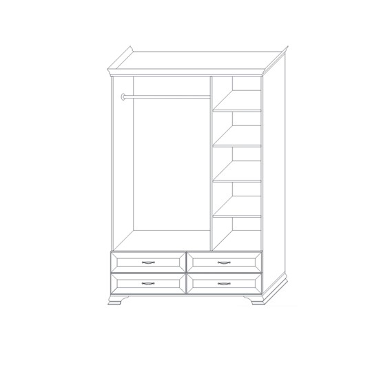 Шкаф трёхстворчатый с зеркалом Сиена, Бодега белый / патина золото в Полевском - изображение 1