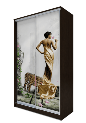 Шкаф 2400х1500х620, Девушка с леопардом ХИТ 24-15-77-03 Венге Аруба в Екатеринбурге - изображение