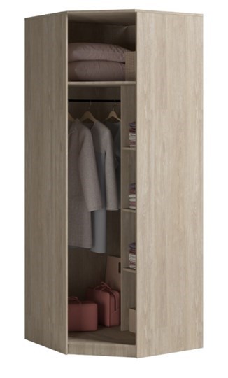 Распашной шкаф угловой Светлана, с зеркалом, венге/дуб молочный в Полевском - изображение 1