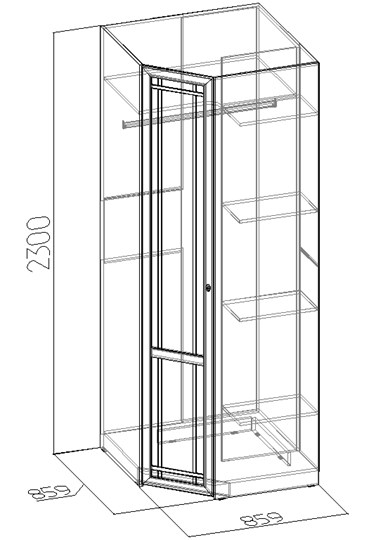 Распашной шкаф угловой Sherlock 63+ фасад стандарт, Дуб Сонома в Артемовском - изображение 2