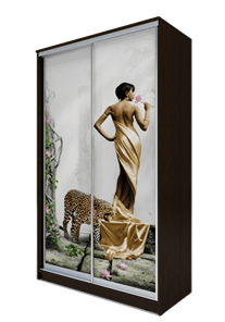 Шкаф 2-х створчатый 2400х1682х620, Девушка с леопардом ХИТ 24-17-77-03 Венге Аруба в Екатеринбурге