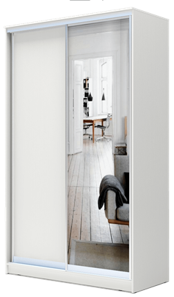 Шкаф 2-х дверный 2400х1682х620 с одним зеркалом ХИТ 24-17-15 Белая шагрень в Екатеринбурге - изображение