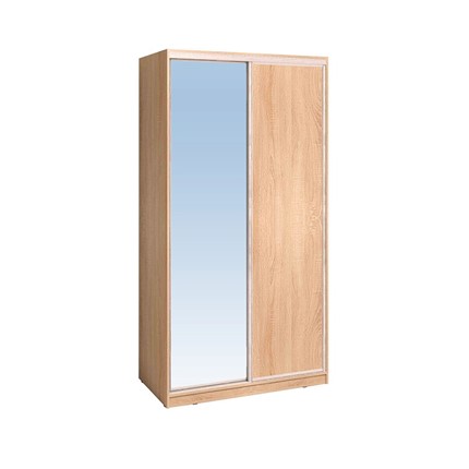 Шкаф 2-х створчатый 1200 Домашний Зеркало/ЛДСП, Дуб Сонома в Кушве - изображение