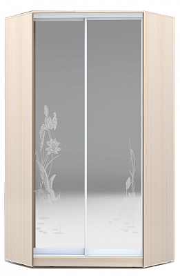 Угловой шкаф-купе 2200х1103, ХИТ У-22-4-66-01, цапля, 2 зеркала, дуб млечный в Екатеринбурге - изображение
