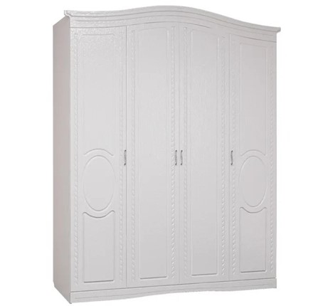 Шкаф четырехдверный Гертруда, М1, белая лиственница/ясень жемчужный в Ревде - изображение