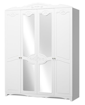 Шкаф четырехдверный Лотос ШР-4 (Белый) 2 зеркала в Екатеринбурге - изображение