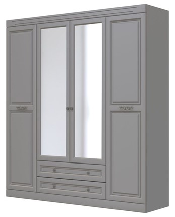 Шкаф четырехдверный в спальню Олимп ШР-4 (антрацит) 2 зеркала в Екатеринбурге - изображение