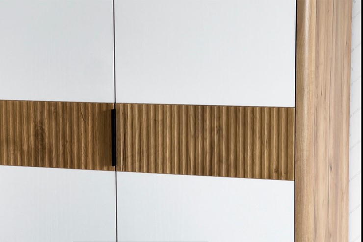 Шкаф для одежды трехдверный с ящиками Адам, дуб крафт золотой/белое дерево в Екатеринбурге - изображение 5