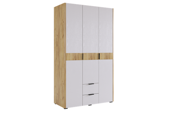 Шкаф для одежды трехдверный с ящиками Адам, дуб крафт золотой/белое дерево в Екатеринбурге - изображение