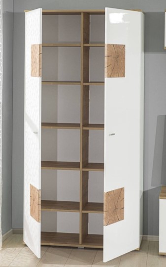 Шкаф двухстворчатый Фиджи с декоративными накладками 659.150, Дуб Золотой/Белый в Ревде - изображение 5