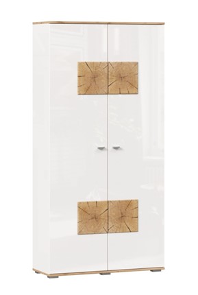 Шкаф двухстворчатый Фиджи с декоративными накладками 659.150, Дуб Золотой/Белый в Кушве - изображение