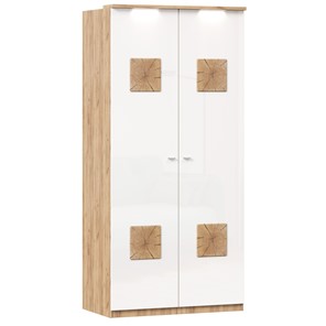 Шкаф двухстворчатый Фиджи с декоративными накладками 659.237, цвет белый в Екатеринбурге
