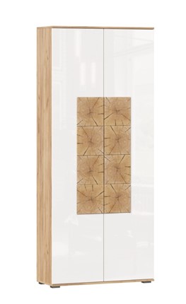 Шкаф двухстворчатый Фиджи с декоративными накладками 659.310, Дуб Золотой/Белый в Кушве - изображение
