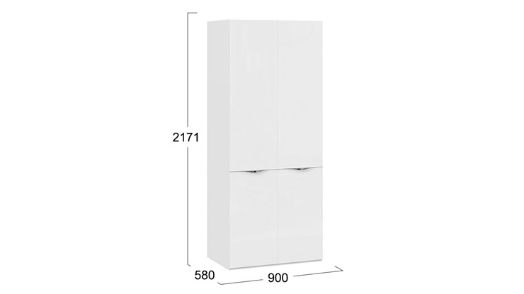 Распашной шкаф Глосс СМ-319.07.211 (Белый глянец/Стекло) в Ревде - изображение 1