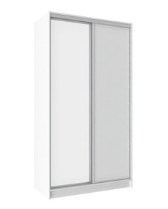 Шкаф 2-х дверный 1200 Домашний Зеркало/ЛДСП, Белый в Первоуральске