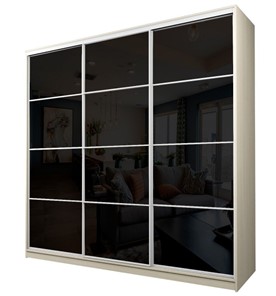 Шкаф 3-х створчатый MAX МШ-25-6-24/2-222, Профиль Белый/Цвет Дуб Молочный/Oraclal черного цвета в Ирбите