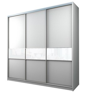 Шкаф 3-х дверный MAX МШ-27-6-24-999, Профиль Серебро/Цвет Белый/с белой пленкой Oracal в Кушве