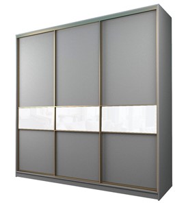 Шкаф 3-х дверный MAX МШ-27-6-27/2-999, Профиль Золото/Цвет Серый/с белой пленкой Oracal в Ирбите