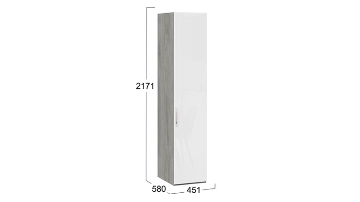 Шкаф для белья Эмбер СМ-348.07.001 (Дуб Гамильтон/Белый глянец) в Ревде - изображение 3