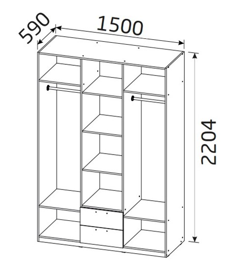 Шкаф 3х-дверный Классика с 2-мя ящиками в Первоуральске - изображение 1
