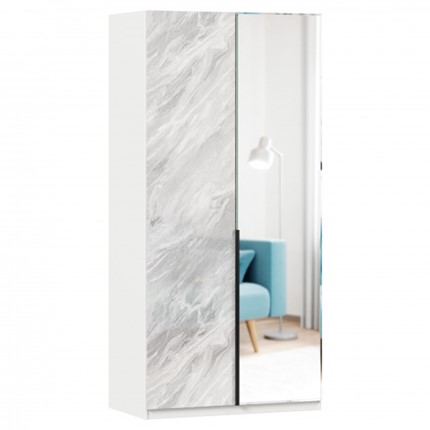 Распашной шкаф Норд ЛД 677.070.000.010 с зеркалом, Белый/Статуарио в Новоуральске - изображение