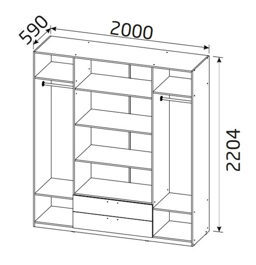 Распашной шкаф 4-х дверный Вега с 2 ящиками в Ирбите - изображение 1