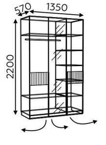 Шкаф трехдверный распашной Моника с зеркалом в Первоуральске - предосмотр 1