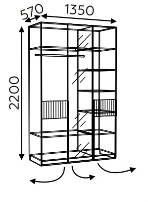 Шкаф трехдверный распашной Моника с зеркалом в Первоуральске - изображение 1