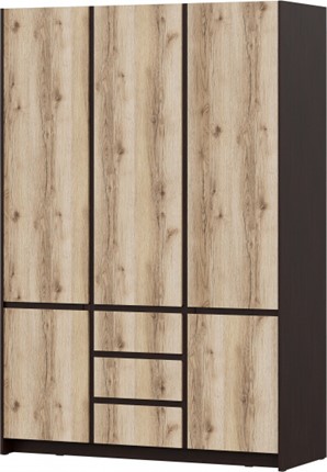 Трехстворчатый шкаф Прага, дуб делано/дуб венге в Новоуральске - изображение