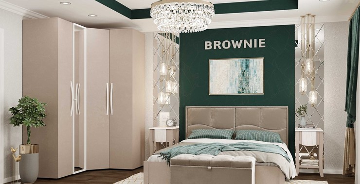 Шкаф в спальню Brownie 54 фасад зеркало + стандарт, Мокко в Екатеринбурге - изображение 3