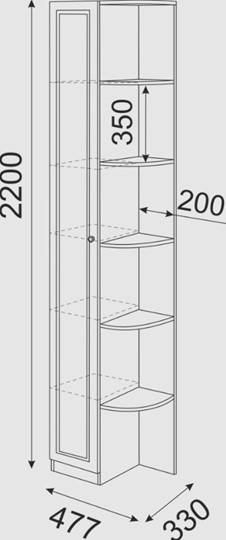 Угловой шкаф-стеллаж Беатрис М13 левый (Орех Гепланкт) в Кушве - изображение 3